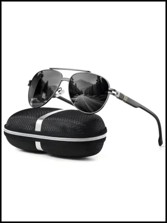 Polarized Aviator Sunglasses - UV Protection, Flexible TR90