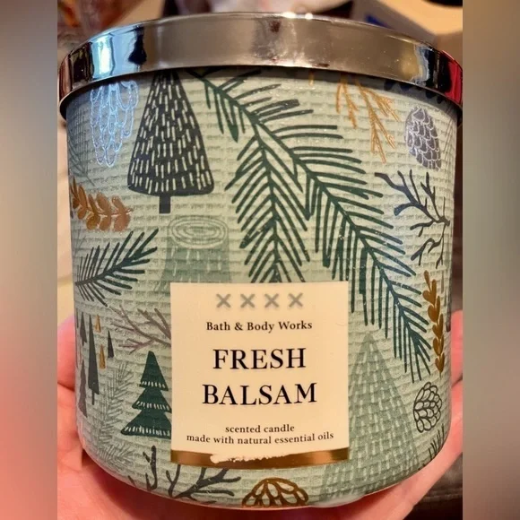 🌟HP🌟FRESH BALSAM Bath & Body Works 3 Wick Great Holiday Xmas Pine Tree Retired