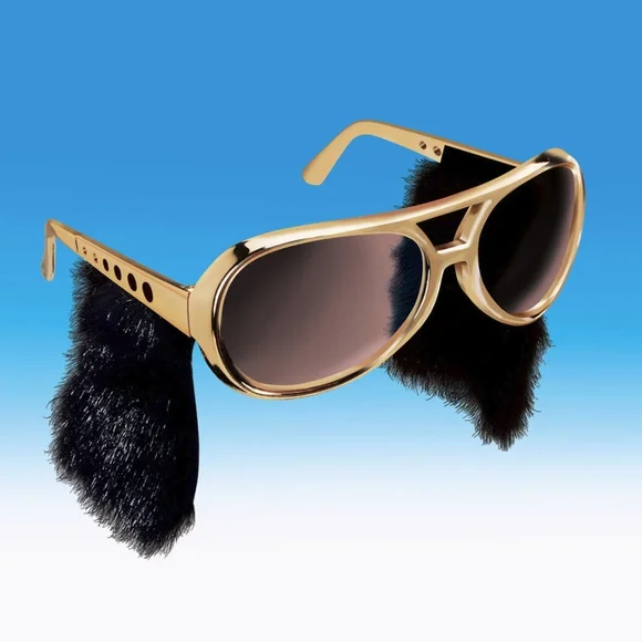 - New Rock & Roll Elvis Sideburn Gold Sunglasses
