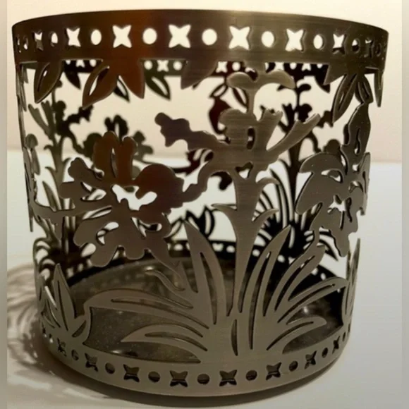 🪴PLANT PATTERNED 3 Wick Candle Holder Bath Body Works Retired Autumn Geometric