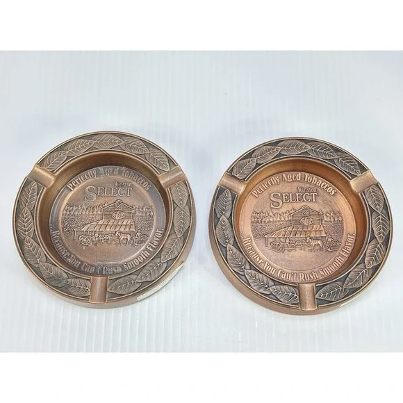 2 Vintage Winston Select‎ Copper Tone Cigarette Cigar Collectable Ashtray