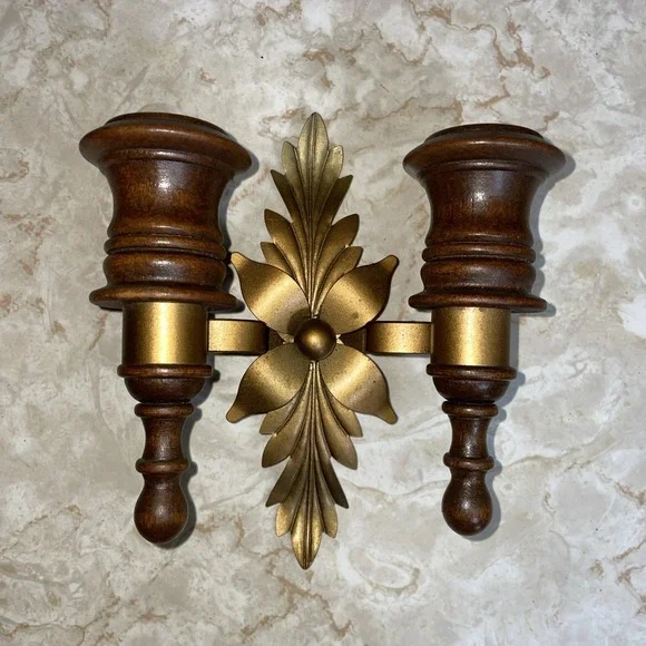 Vintage Homco MCM‎ Double Wall Sconce Candle Holder Twin Taper