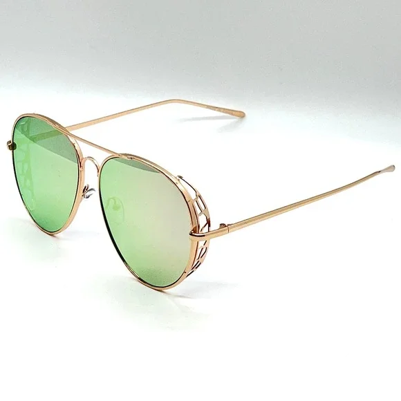 Aviator‎ Sunglasses Mirrored Lens Gold Frame Fashion Trendy Street Beach Shades