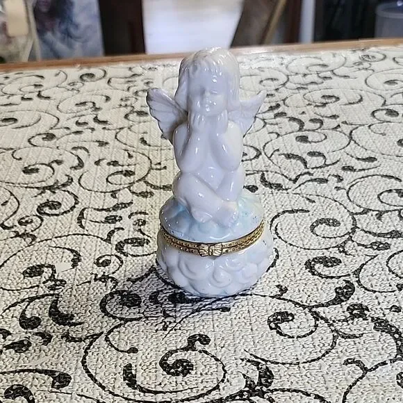 Porcelain Angel Trinket Box/ Candle