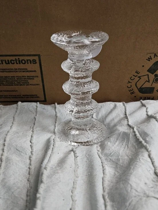 Clear Textured Glass Candlestick Holder - Home Accents Festivo Single Stick