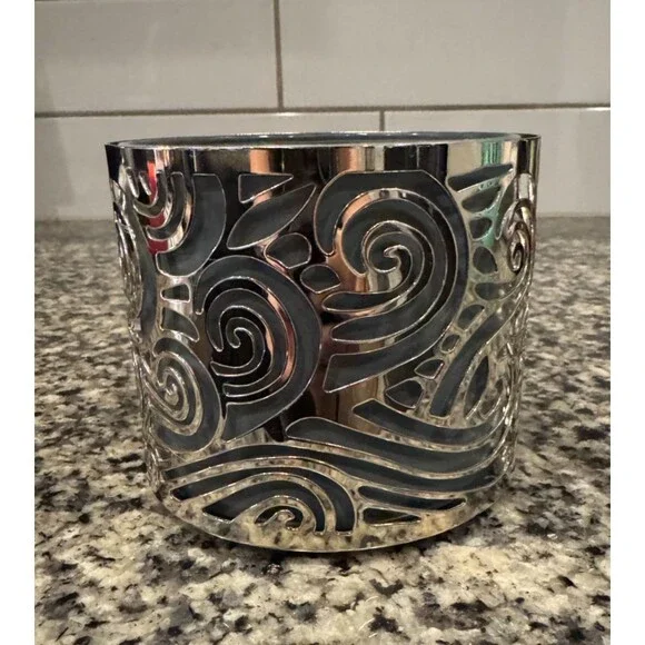 Bath & Body Works Slatkin Metal Swirling Pattern 3-Wick Candle Holder Sleeve