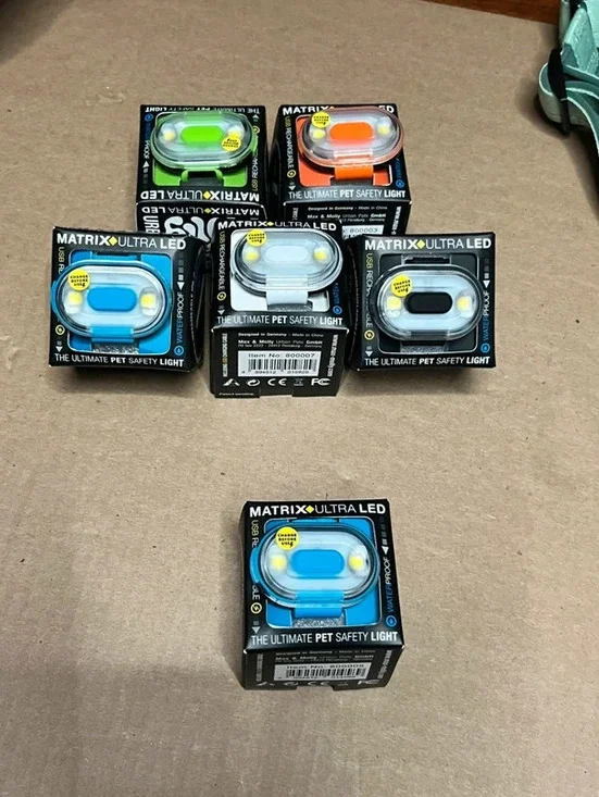 Dog waterproof collar light - I have 1 each, orange, blue, black, green, black