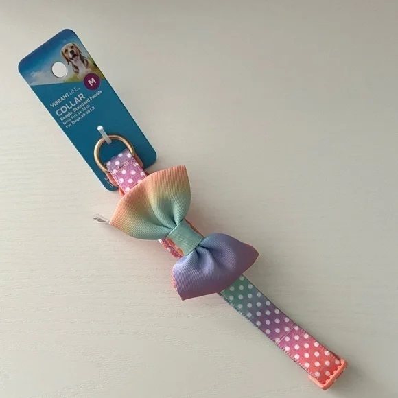 NWT Multicolor Dog Collar with Bow | Medium