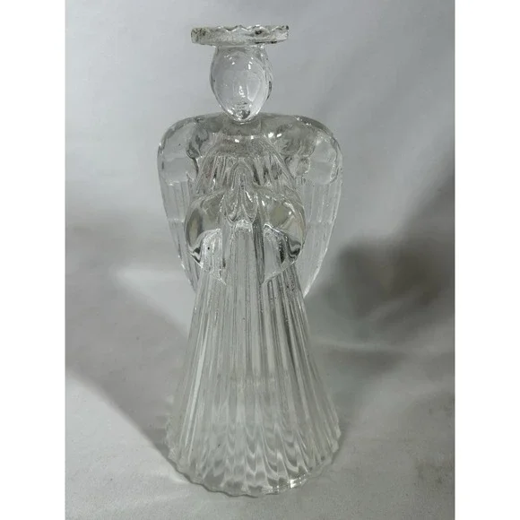 Vintage Avon Glowing Angel Crystal Candlesticks Praying Angels Glass Christmas
