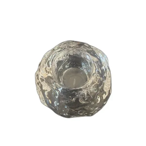 Kosta Boda Sweden Crystal Snowball Votive Candle Holder 3.75” Large