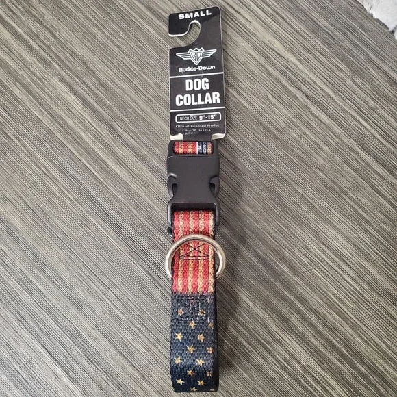 NEW Buckle-Down Plastic Clip Dog Collar -Vintage U.S. Flag -‎ Small SM 1