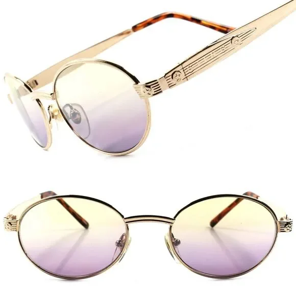 True Vintage Classic Hippie Mens Womens Gold Round Oval Sunglasses