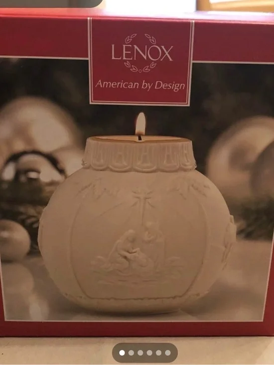 Lenox White Nativity Tealight Luminary