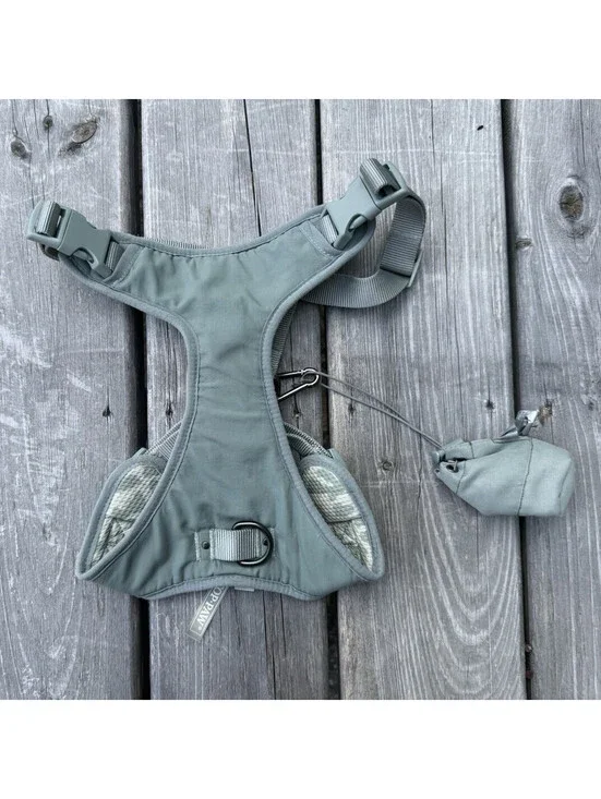Dog Harness Adjustable Mesh Vest Sage Green/Camo w/ Waste Bag Dispenser L