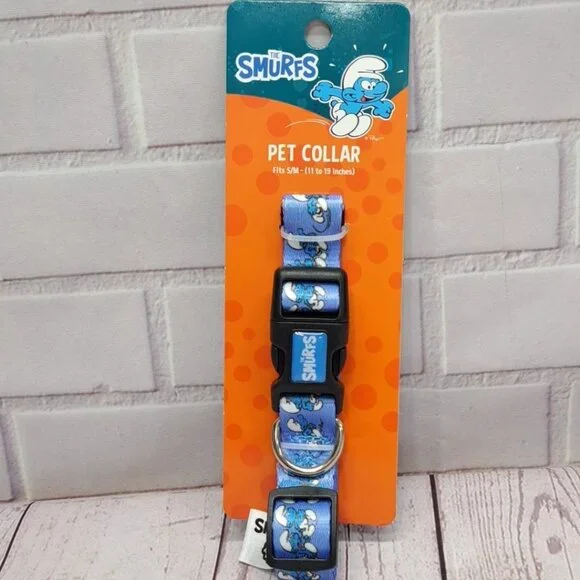Peyo Smurfs All Over Graphics Pet Collar S/M 11