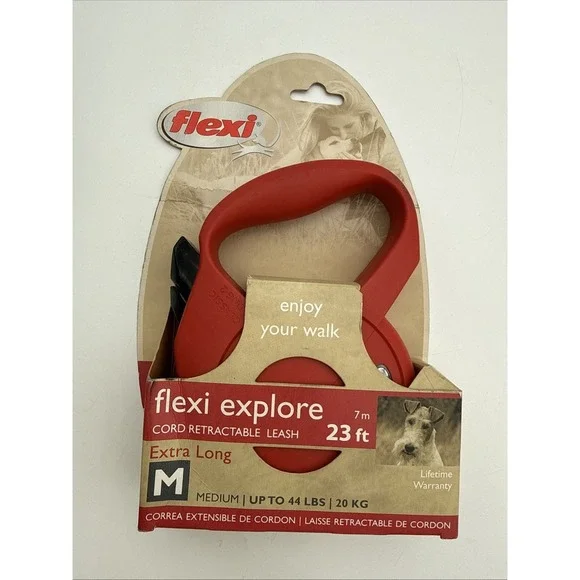 Flexi Explore Cord Retractable Leash 23 ft for Medium Dogs up to 44 lbs/20 Kg