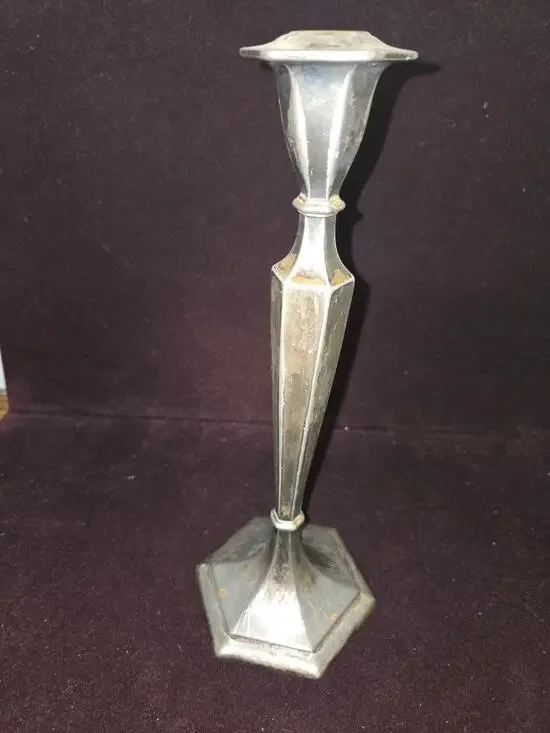 Vintage Weidlich Brothers Silver Plate Candlestick Holder Art Deco #2226 WB Mfg