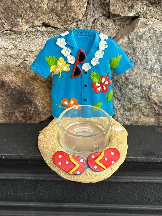 Yankee Candle Aloha Shirt Tea Light Candle Light Holder 1162618 Blue