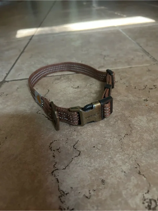 Carhartt Brown Woven Nylon Adjustable Dog Collar with Brass-Tone Buckle