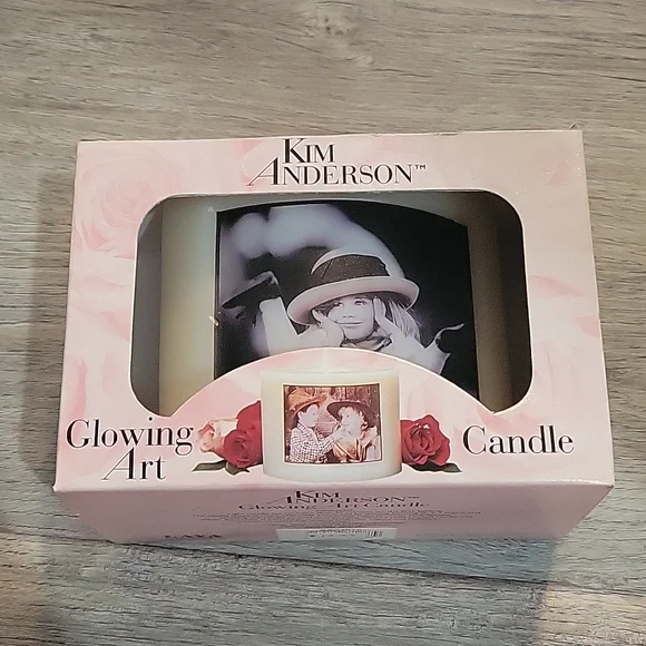 Kim Anderson glowing art candle of girl in pink hat