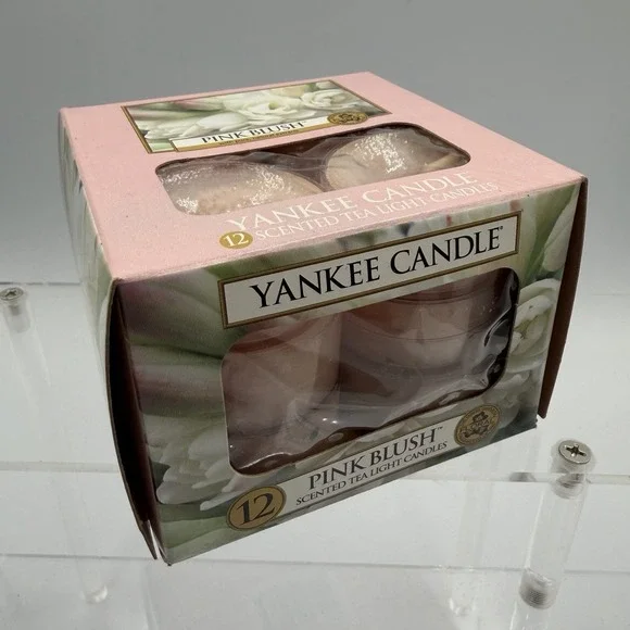 Retired Yankee Candle Rare Pink Blush One Box of 12 SCENTED TEA LIGHT‎ Candles
