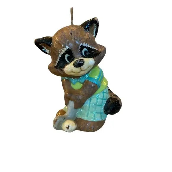 Vintage Wicks n Sticks Candle For Valentine 1985 Raccoon Playing‎ Golf