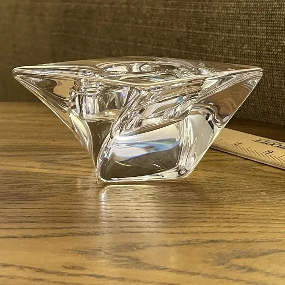 Chunky Tea Light‎ Candle Holder - Orrefors Tornado Jan Johansson Sweden