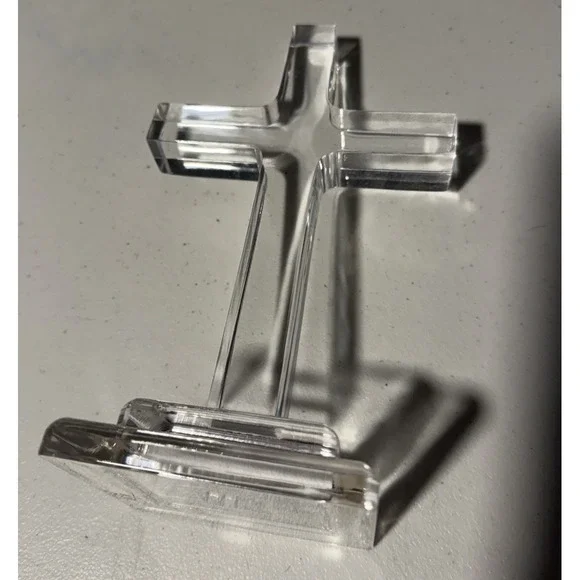 Acrylic Cross Clear Stand Religious Vintage Decor