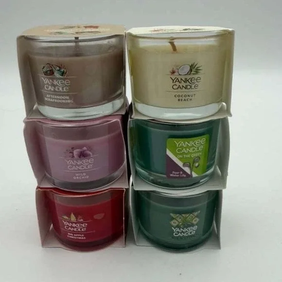 Yankee Candle 6 Small Candles Assorted Scents‎ Coconut Beach Orchid Pear Water