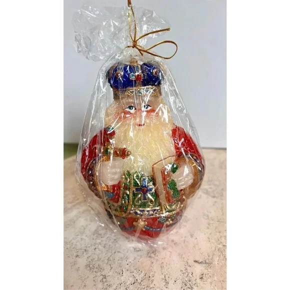Vintage Santa, St.‎ Nicholas, with Cross & Bible Christmas Candle Two's Company