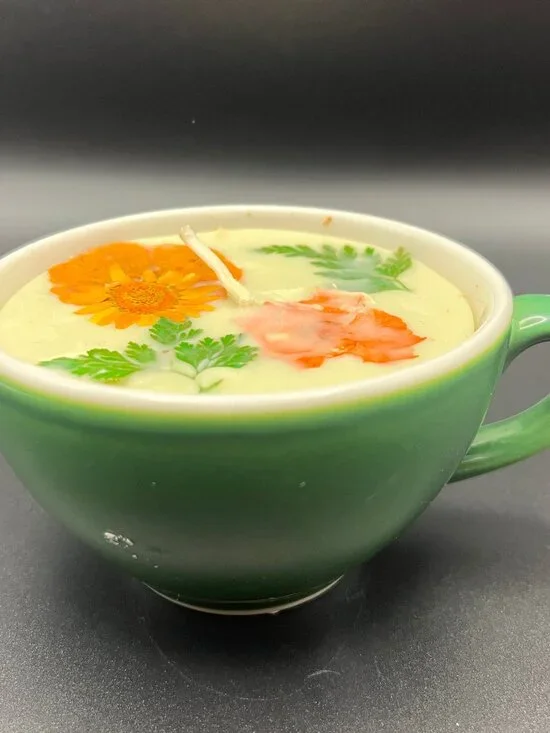 Pressed Botanical Teacup Candle Citrus Meadow