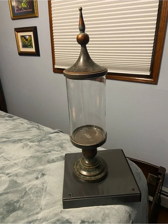 Southern Living Clear Glass Apothecary Jar with Bronze-Tone Accents