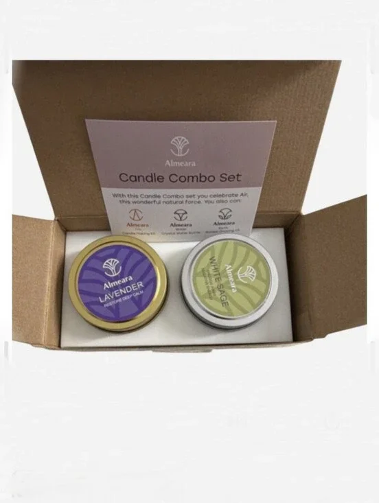 Almeara Space Cleansing Kit Soy Wax Candle Combo Lavender & White Sage