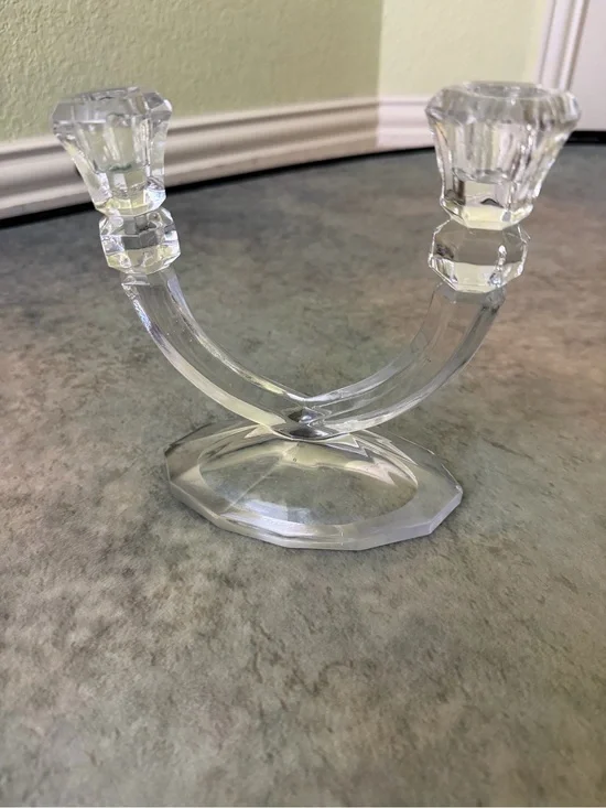 Clear Glass Double Candle Holder