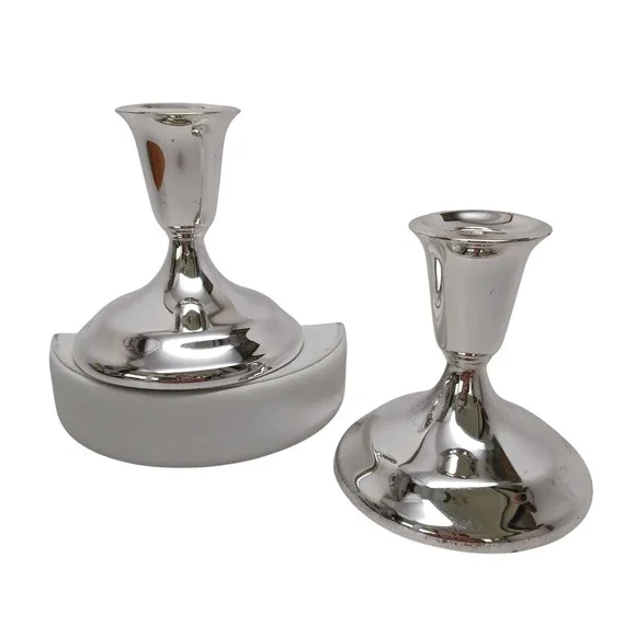 Vintage Silver Tone Weighted Trumpet Candlestick Holders Set of 2 Classic Decor