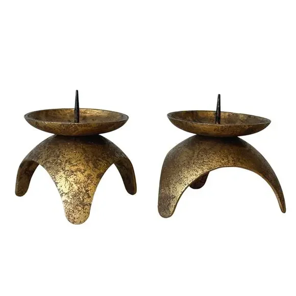 Pair Atomic Brass Candle Holders 4