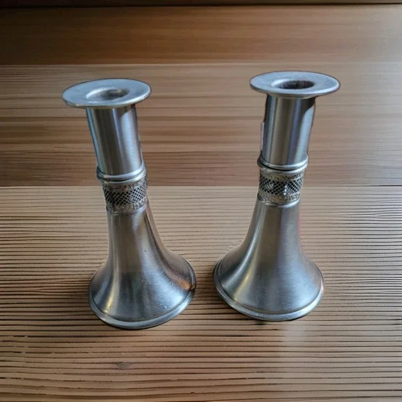 Vintage Pewter ‎ mini Candle Holders set of 2