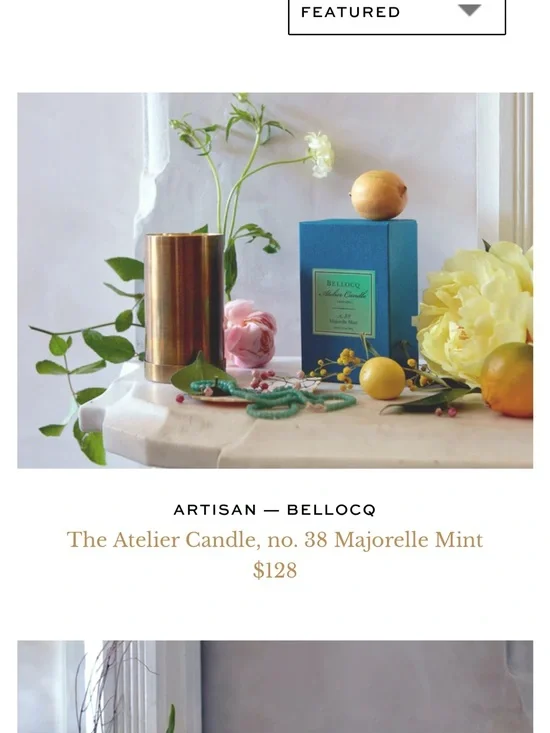 BELLOCQ Marjorelle Mint Brushed Brass Lidded Candle NWOT