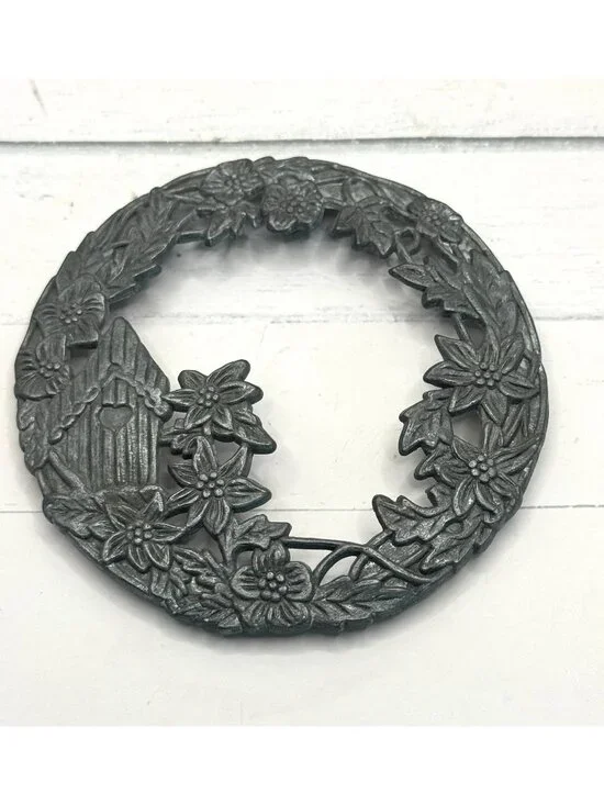 Pewter Candle Lid Rawcliffe Pewter 1995 Floral Design