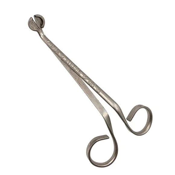 Wickman Silver Tone Metal Candle Wick Trimmer Snuffer Scissor Style Scroll
