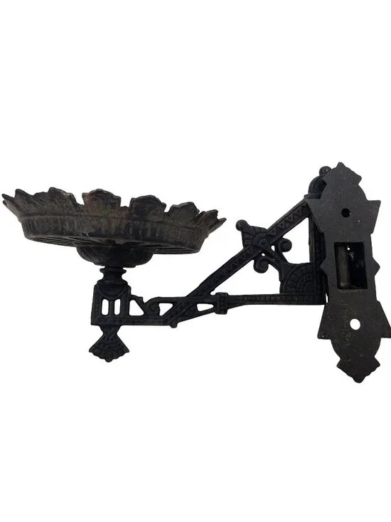 Antique Cast Iron Wall Sconce Candle Oil Lamp Holder Swivel Gothic Ornate