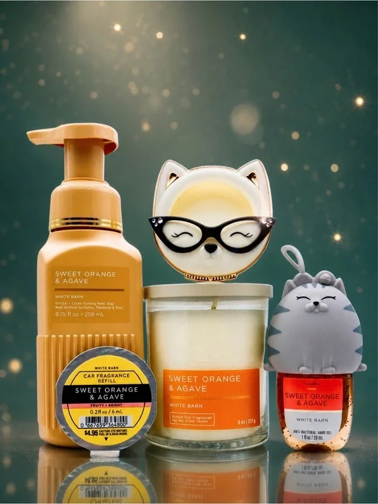 BBW Sweet Orange & Agave Cat 6pc Gift Set Soap Candle PocketBac
