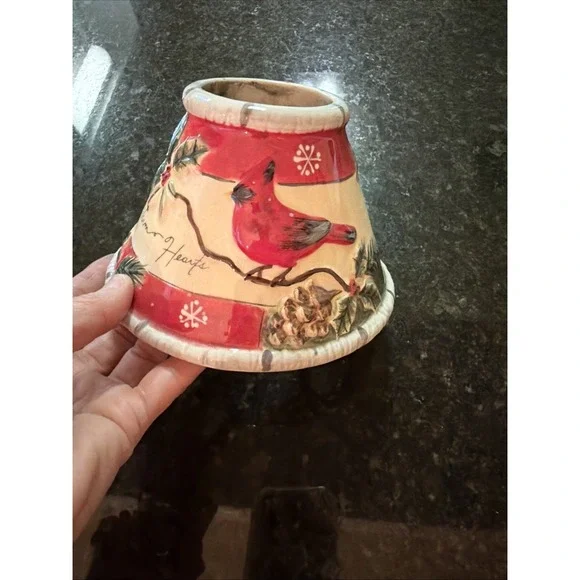 Yankee Candle Large Candle Shade Topper Lamp Cardinal Winter Christmas Warm Hear