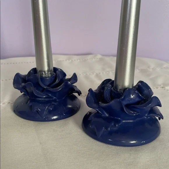 Cobalt  Blue Ceramic Candle Holders rose shape modern looks