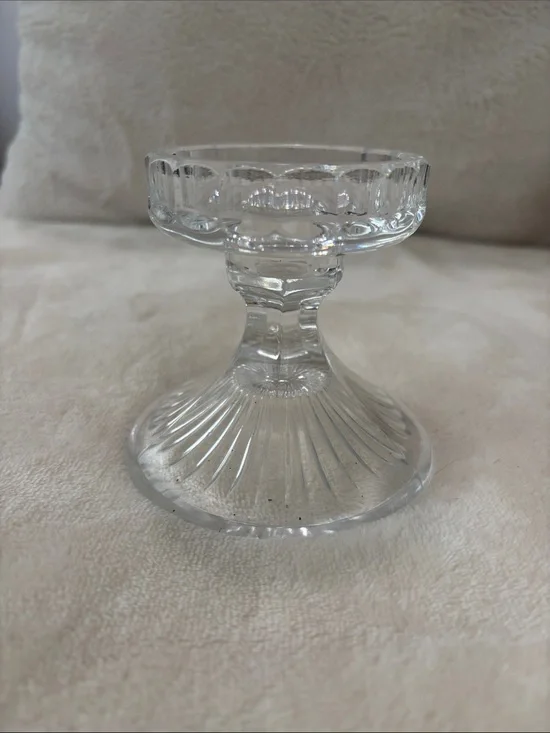 Clear Glass Pedestal Candle Holder