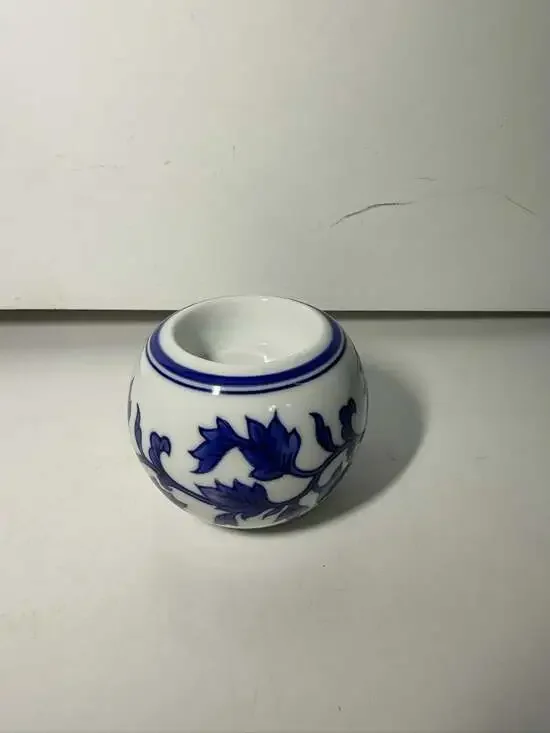 Bombay Company Blue and White Floral Ceramic Tea Light Votive Candle Holder