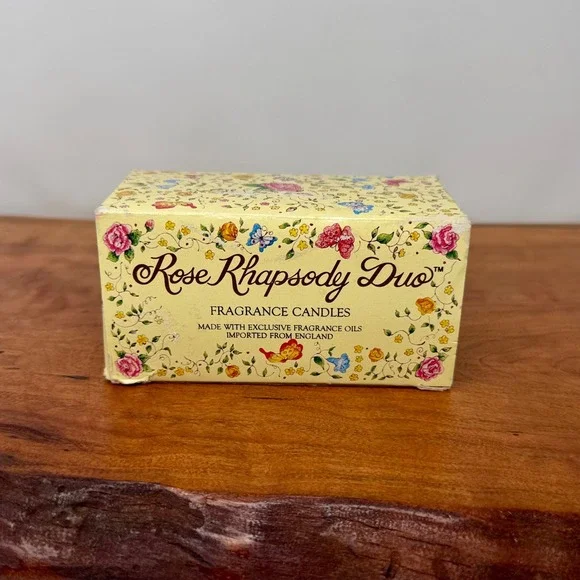 Vintage 1983 Rose Rhapsody Duo Fragrance Candles Woody Rose Floral Tins