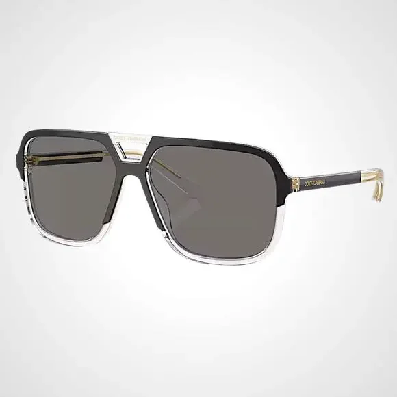New Dolce&Gabbana Sunglasses Polarized Aviator Navigator Black & Transparent Men