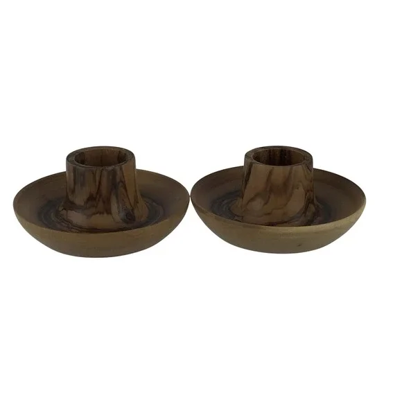 Handmade Wood Tapered Candle Holders 2.5