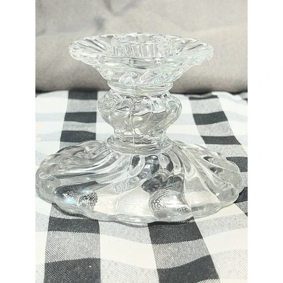 VTG Fostoria Colony Crystal Swirl Single Candlestick Holder 3